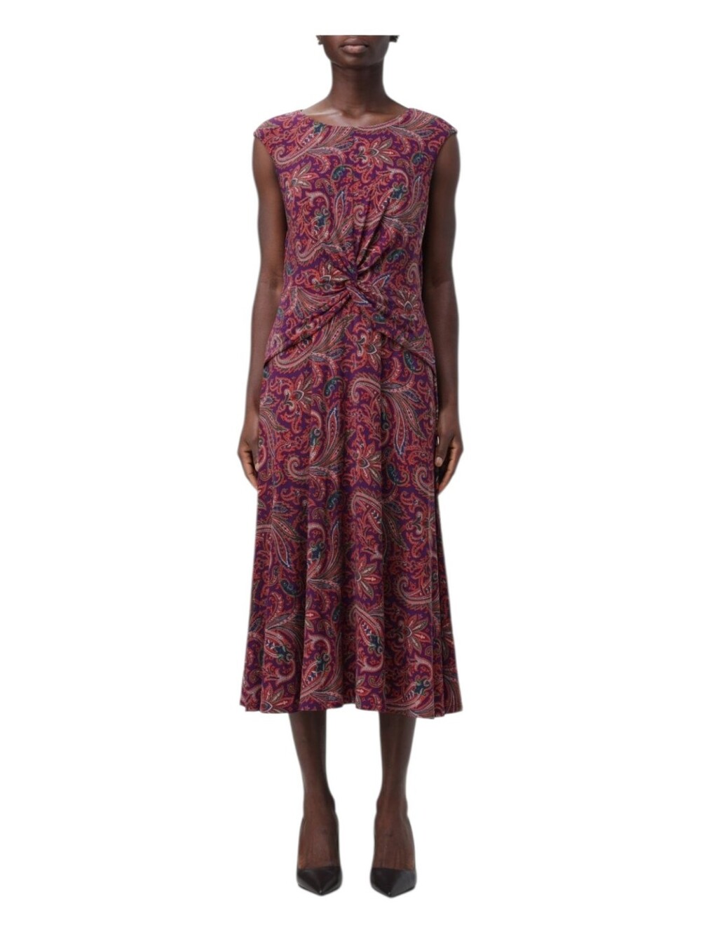 Lauren Ralph Lauren Womens Colorful Paisley Print Twist Front Jersey Dress 4